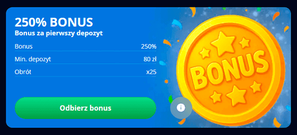 Przejdź do sekcji bonusów w panelu konta i aktywuj bonus powitalny ręcznie